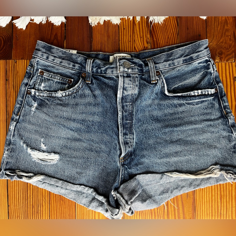 Agolde Dee High Rise Shorts Blue Denim